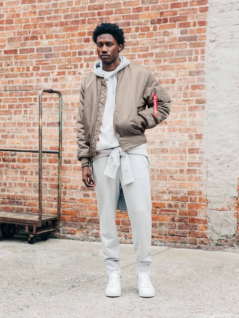 Куртка / Бомбер утепленный мужской ''MA-1'' (Vintage Grey) Alpha Industries