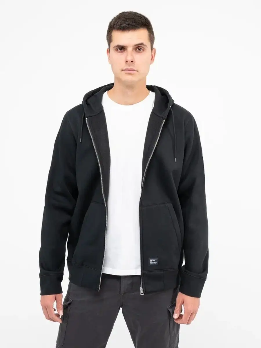 Худи / Толстовка на молнии "Redstone" (Black) Vintage Industries