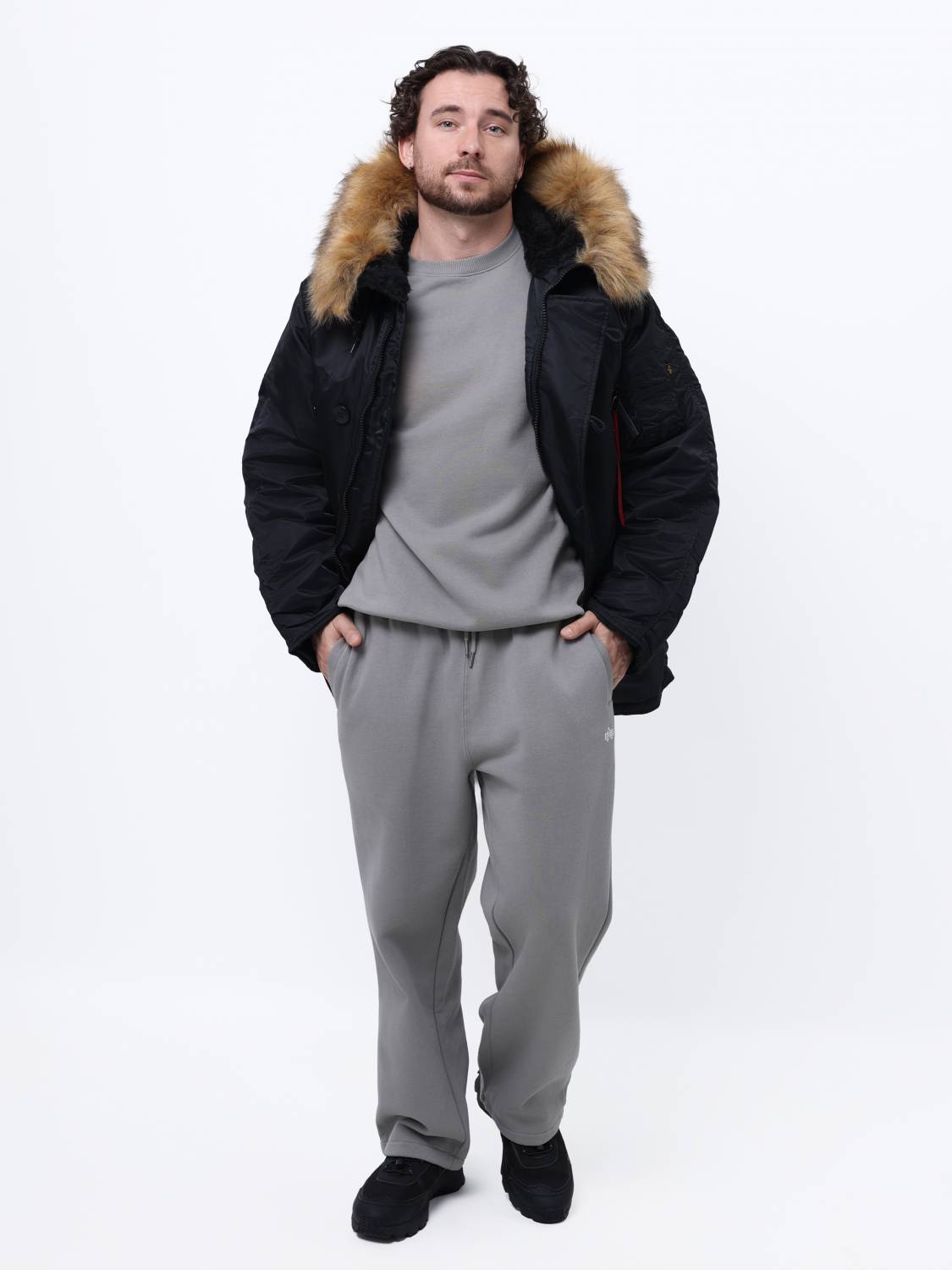 Куртка / Парка теплая мужская "N-3B" (Black) Alpha Industries