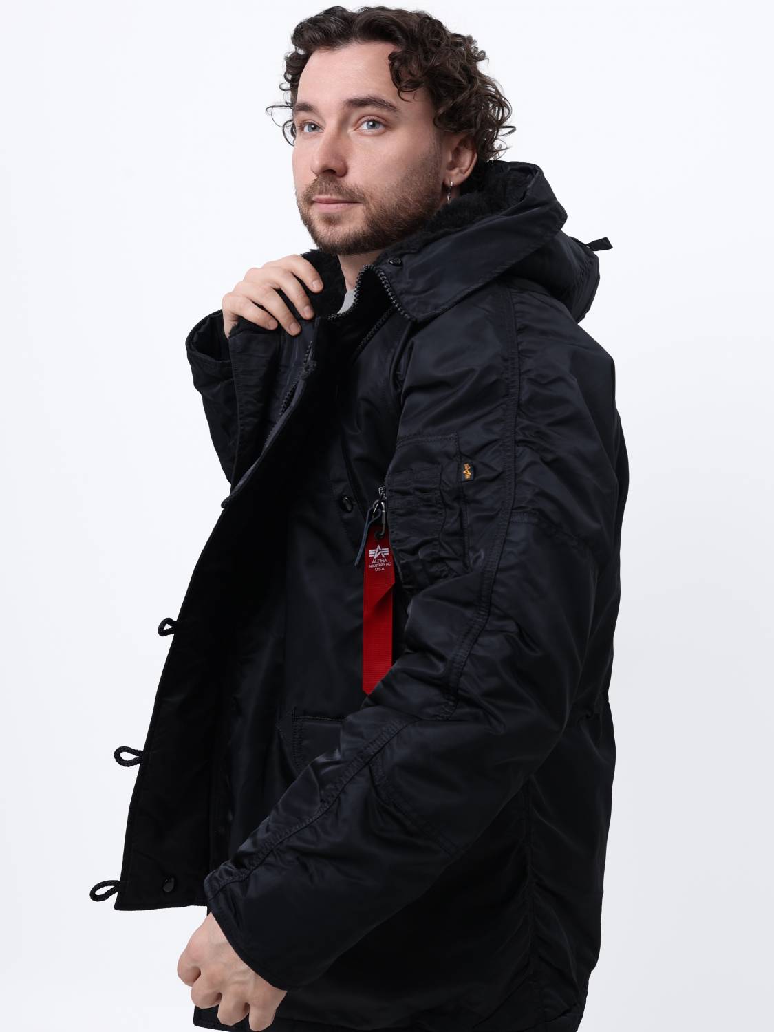 Куртка / Парка теплая мужская "N-3B" (Black) Alpha Industries