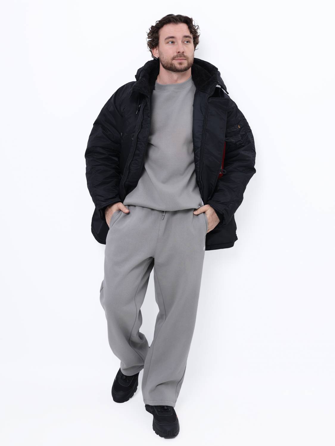 Куртка / Парка теплая мужская "N-3B" (Black) Alpha Industries