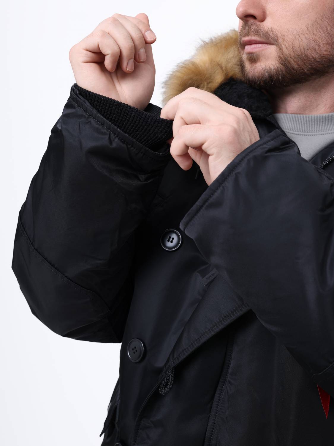 Куртка / Парка теплая мужская "N-3B" (Black) Alpha Industries