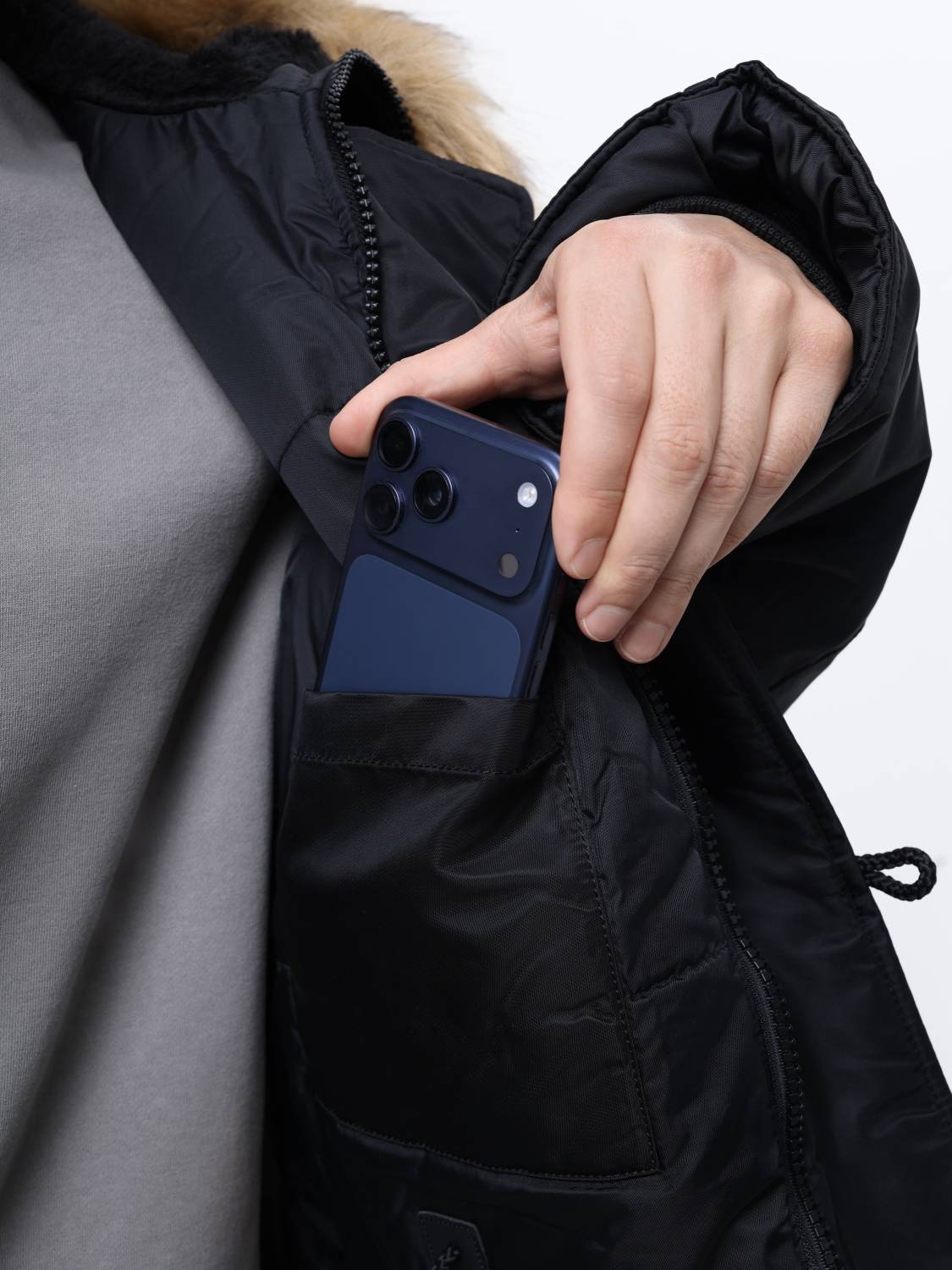 Куртка / Парка теплая мужская "N-3B" (Black) Alpha Industries