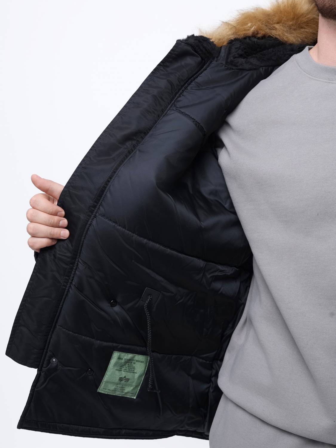 Куртка / Парка теплая мужская "N-3B" (Black) Alpha Industries