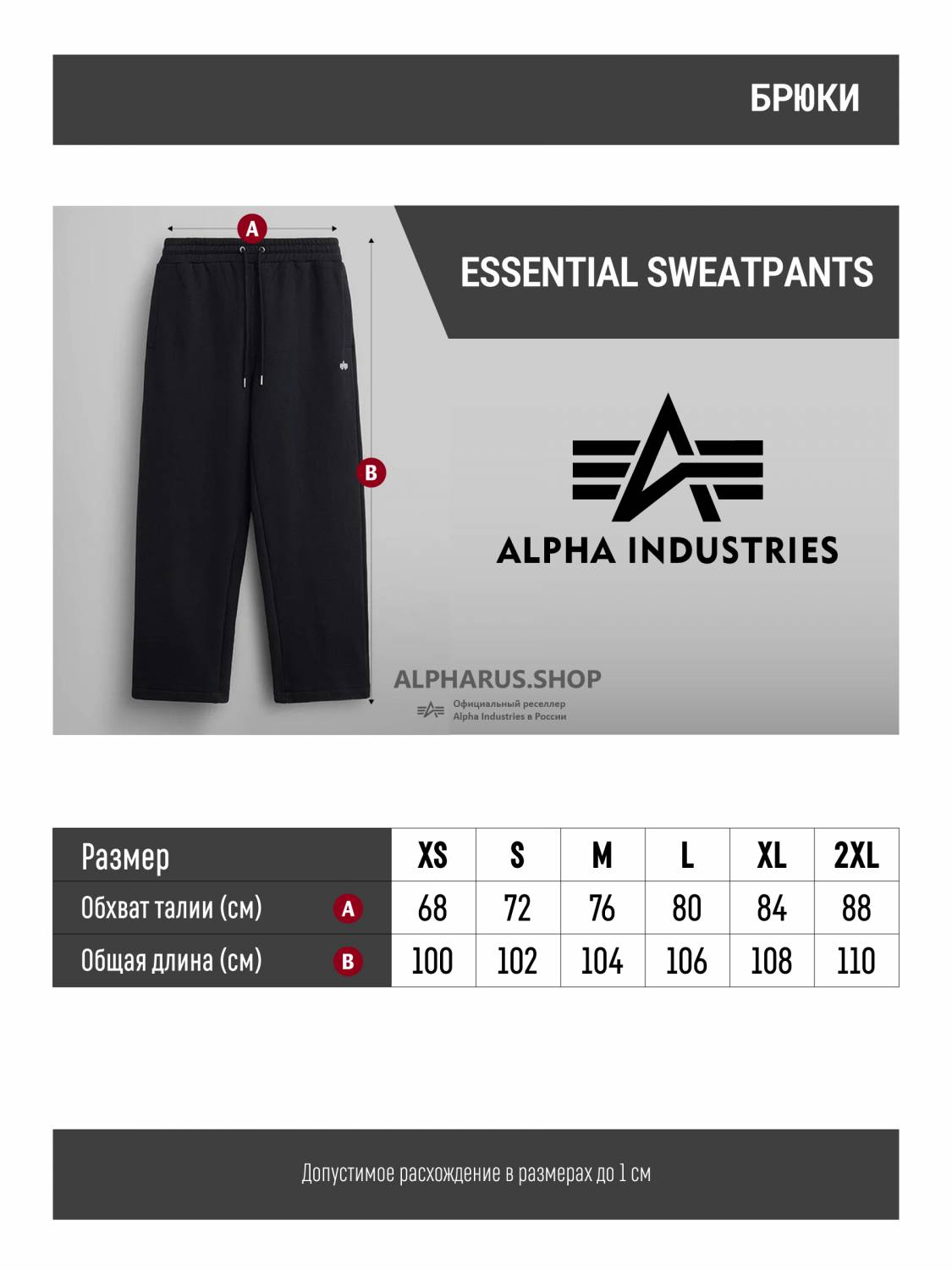 Брюки спортивные "Essential Sweatpants'' (Black) Alpha Industries