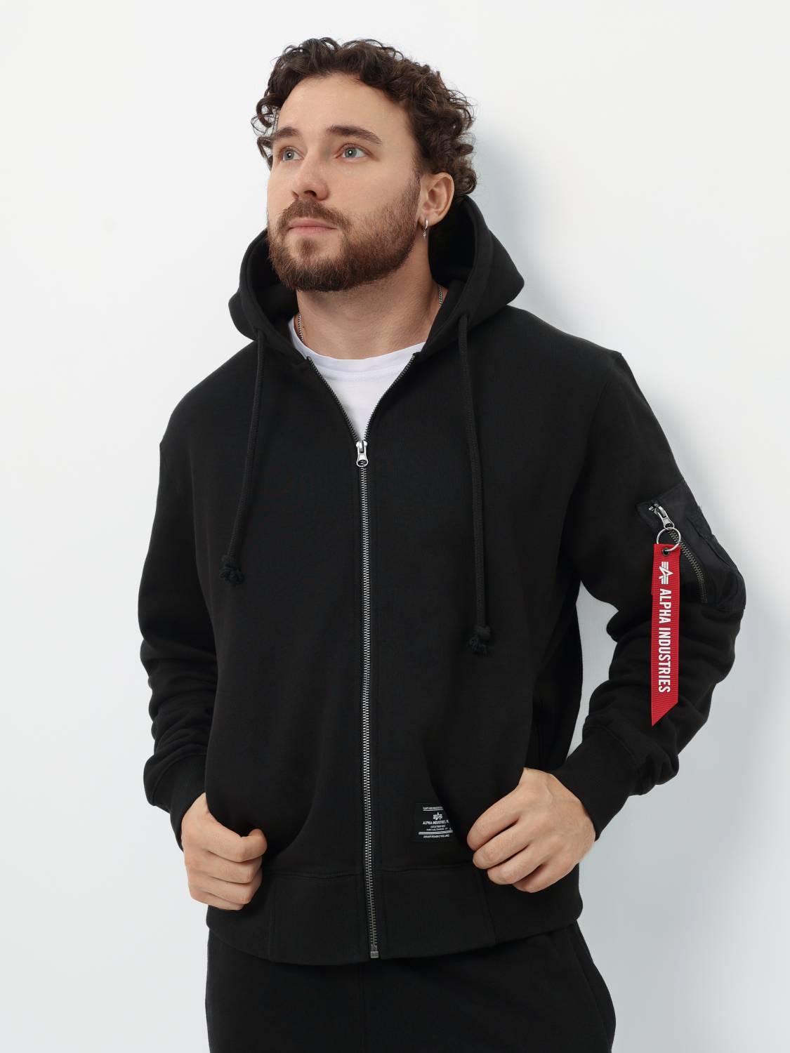 Худи / Толстовка на молнии "Utility Pocket Full Zip Up" (Black) Alpha Industries