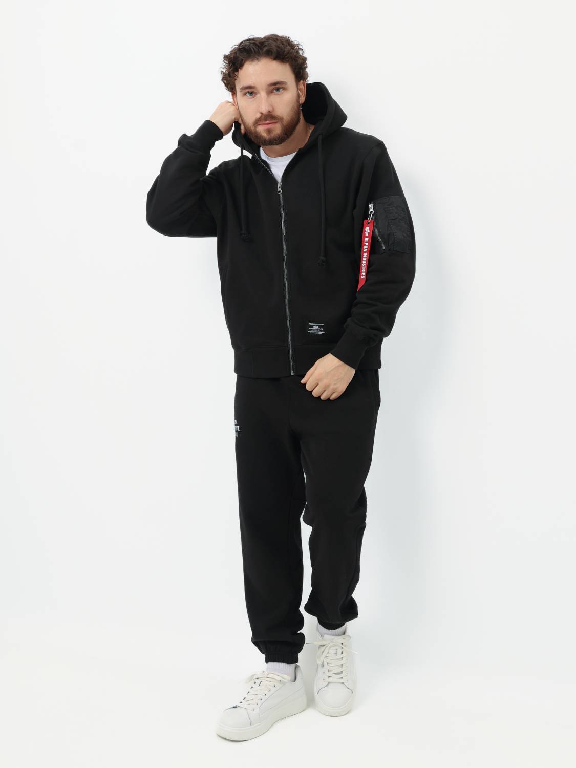 Худи / Толстовка на молнии "Utility Pocket Full Zip Up" (Black) Alpha Industries