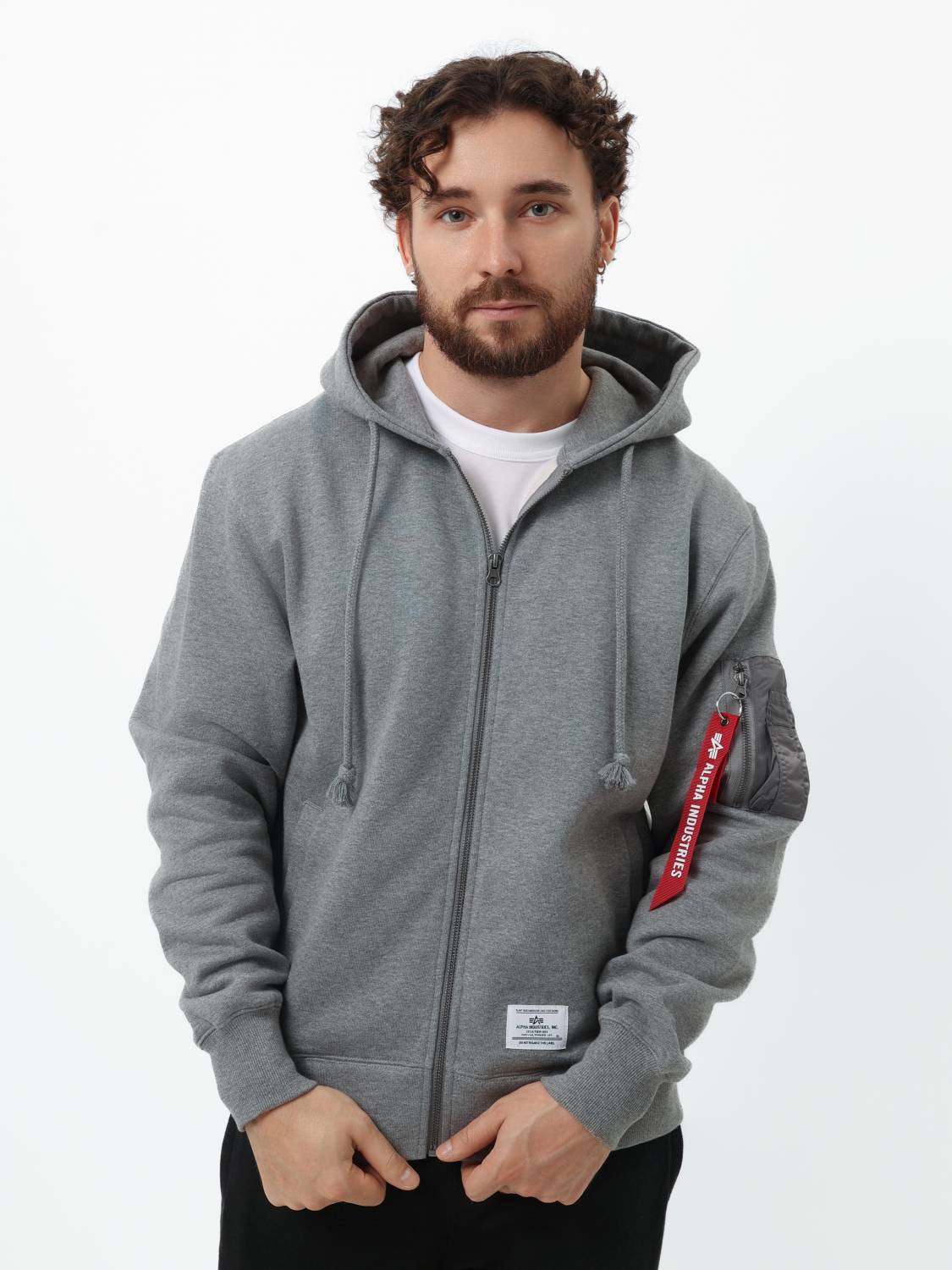 Худи / Толстовка на молнии "Utility Pocket Full Zip Up" (Medium Charcoal Heather) Alpha Industries