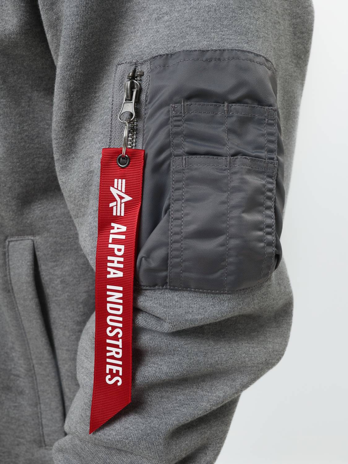 Худи / Толстовка на молнии "Utility Pocket Full Zip Up" (Medium Charcoal Heather) Alpha Industries