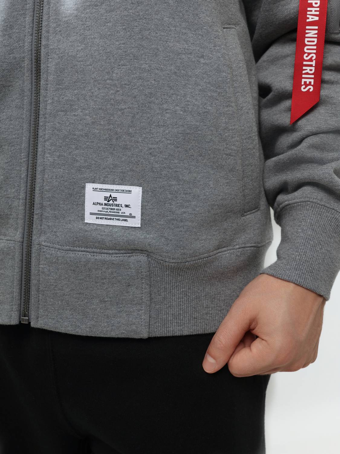Худи / Толстовка на молнии "Utility Pocket Full Zip Up" (Medium Charcoal Heather) Alpha Industries
