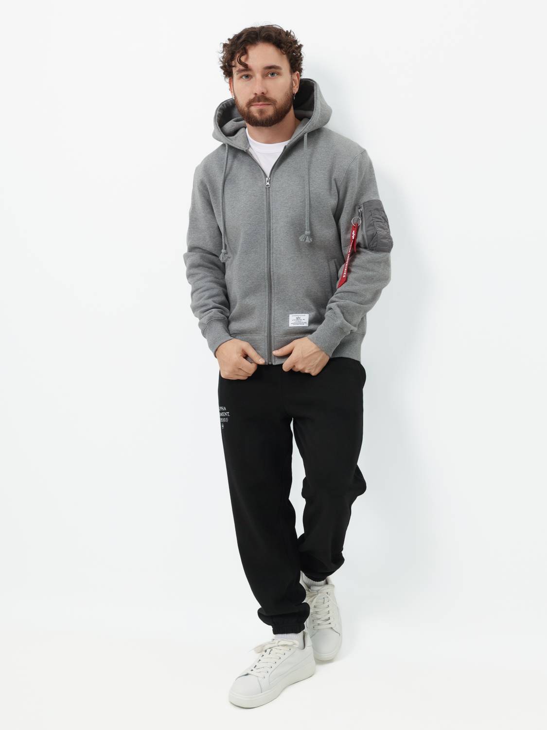 Худи / Толстовка на молнии "Utility Pocket Full Zip Up" (Medium Charcoal Heather) Alpha Industries