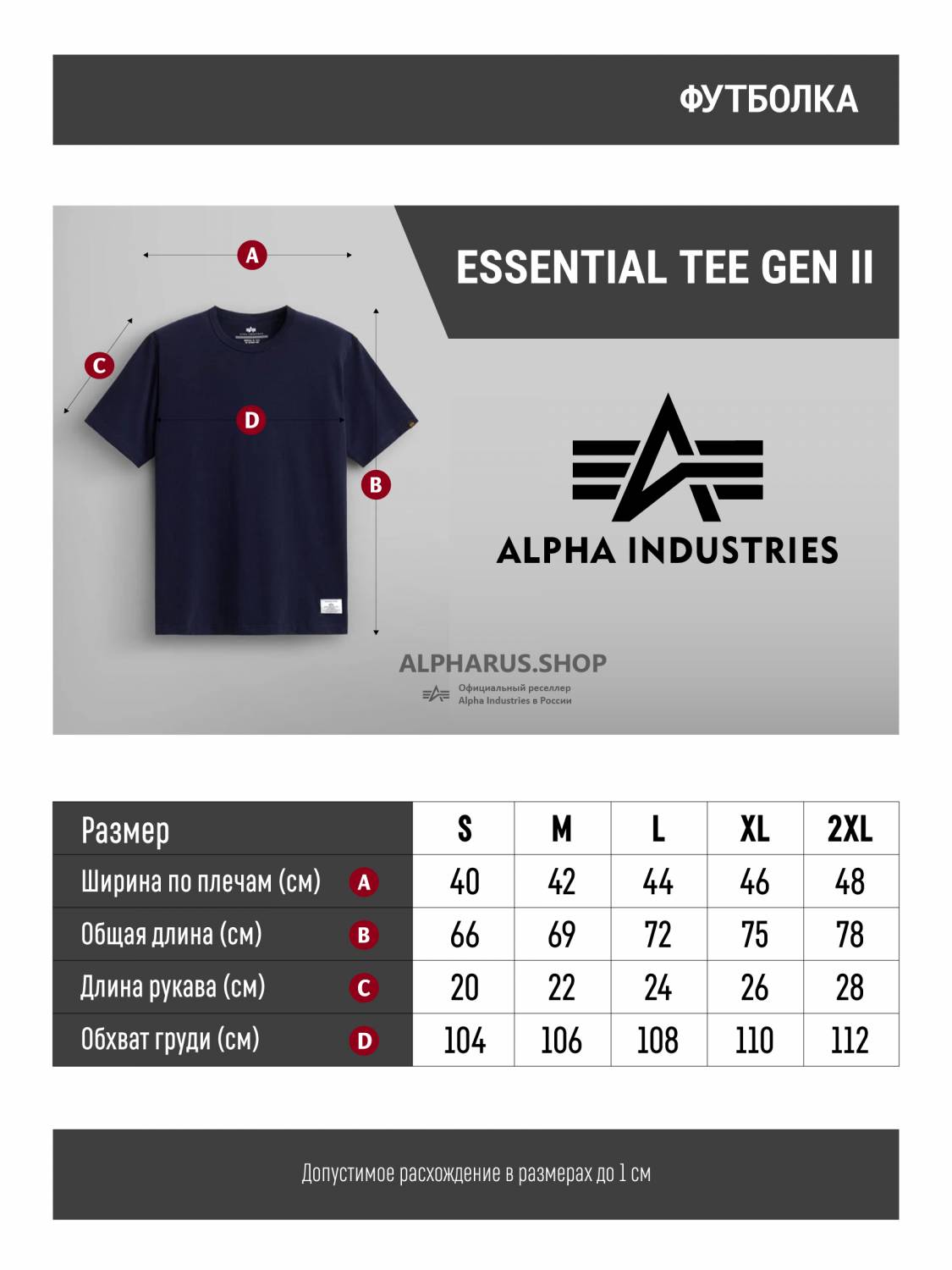 Футболка "Essential Tee Gen II" (Replica Blue) Alpha Industries