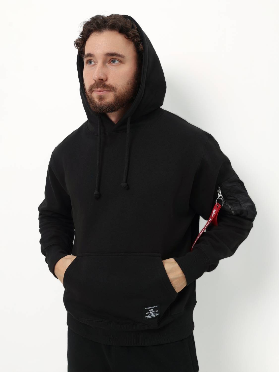 Худи / Толстовка "Utility Pocket Hoodie" (Black) Alpha Industries