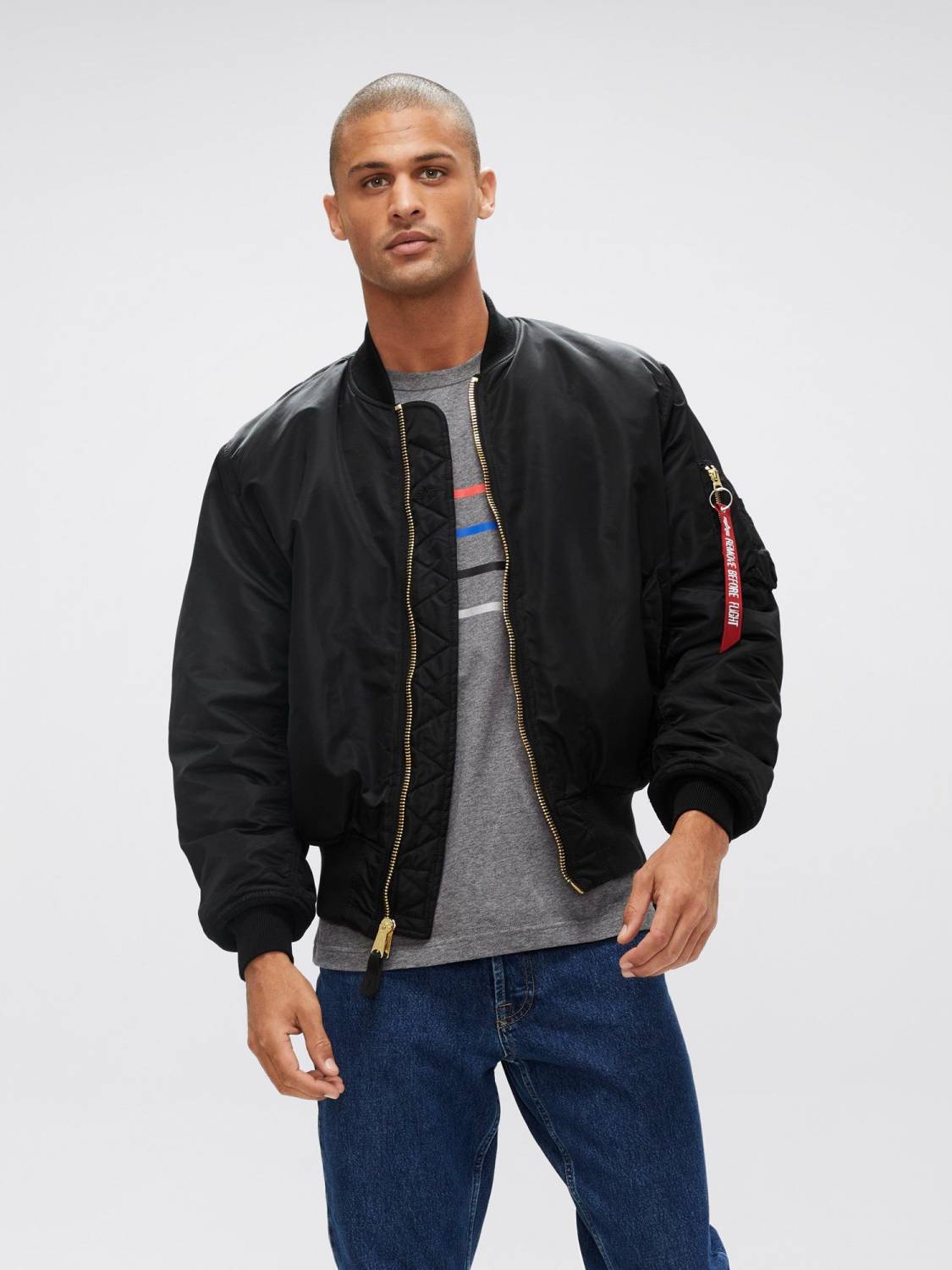 Куртка / Бомбер утепленный мужской ''MA-1 Blood Chit'' (Black) Alpha Industries