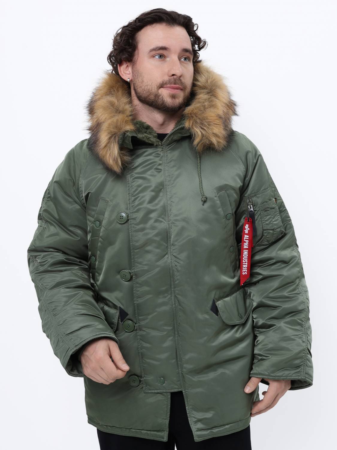 Куртка / Парка теплая мужская "N-3B" (Sage Green) Alpha Industries