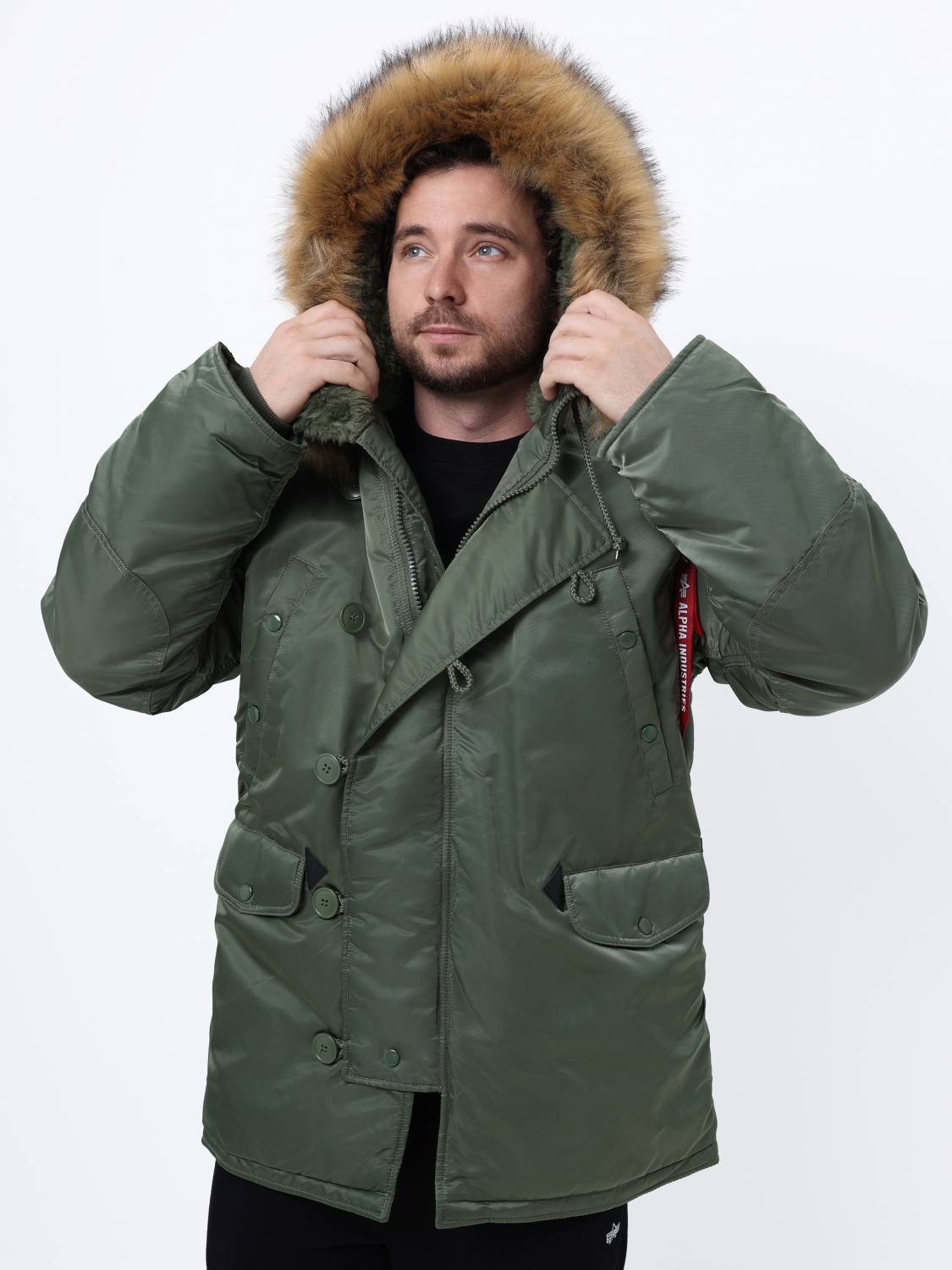 Куртка / Парка теплая мужская "N-3B" (Sage Green) Alpha Industries