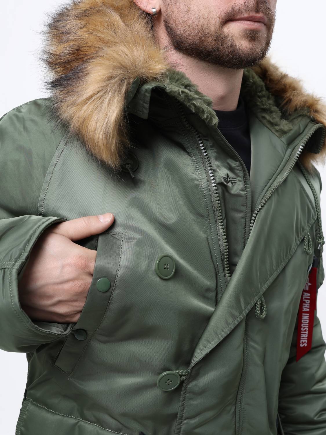 Куртка / Парка теплая мужская "N-3B" (Sage Green) Alpha Industries