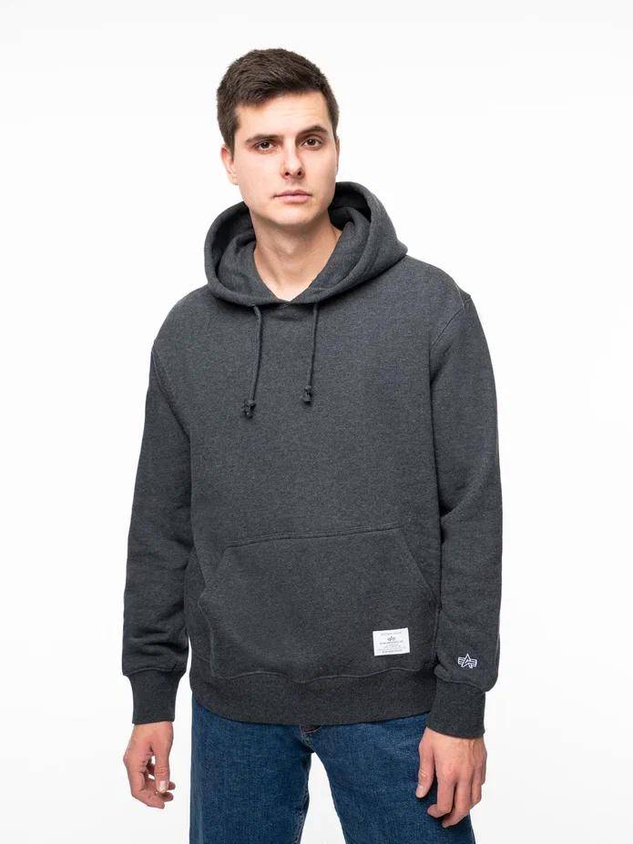 Худи / Толстовка "Essential Hoodie" (Dark Charcoal Heather) Alpha Industries