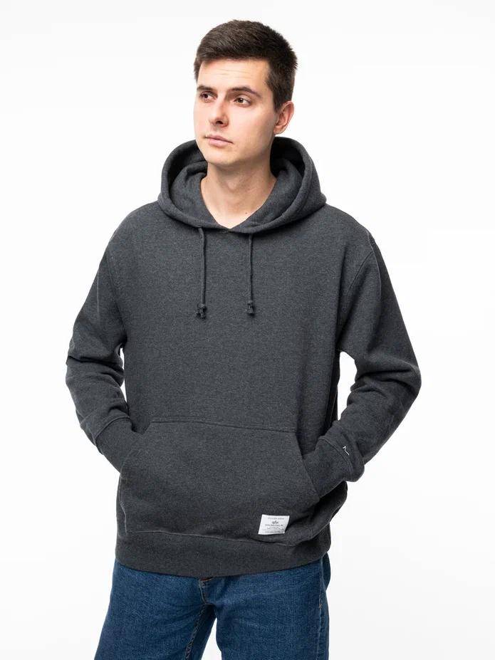 Худи / Толстовка "Essential Hoodie" (Dark Charcoal Heather) Alpha Industries