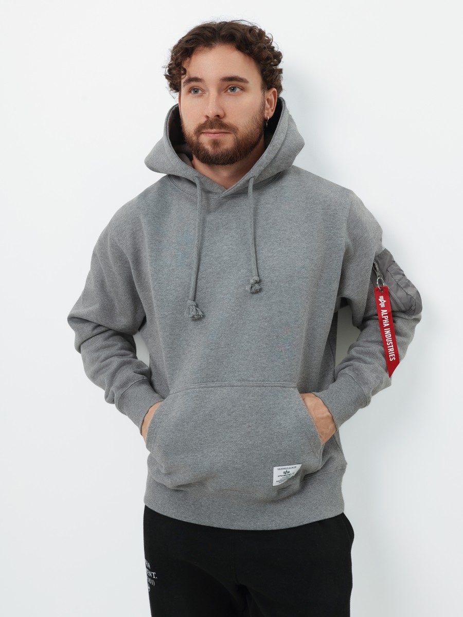 Худи / Толстовка "Utility Pocket Hoodie" (Medium Charcoal Heather) Alpha Industries