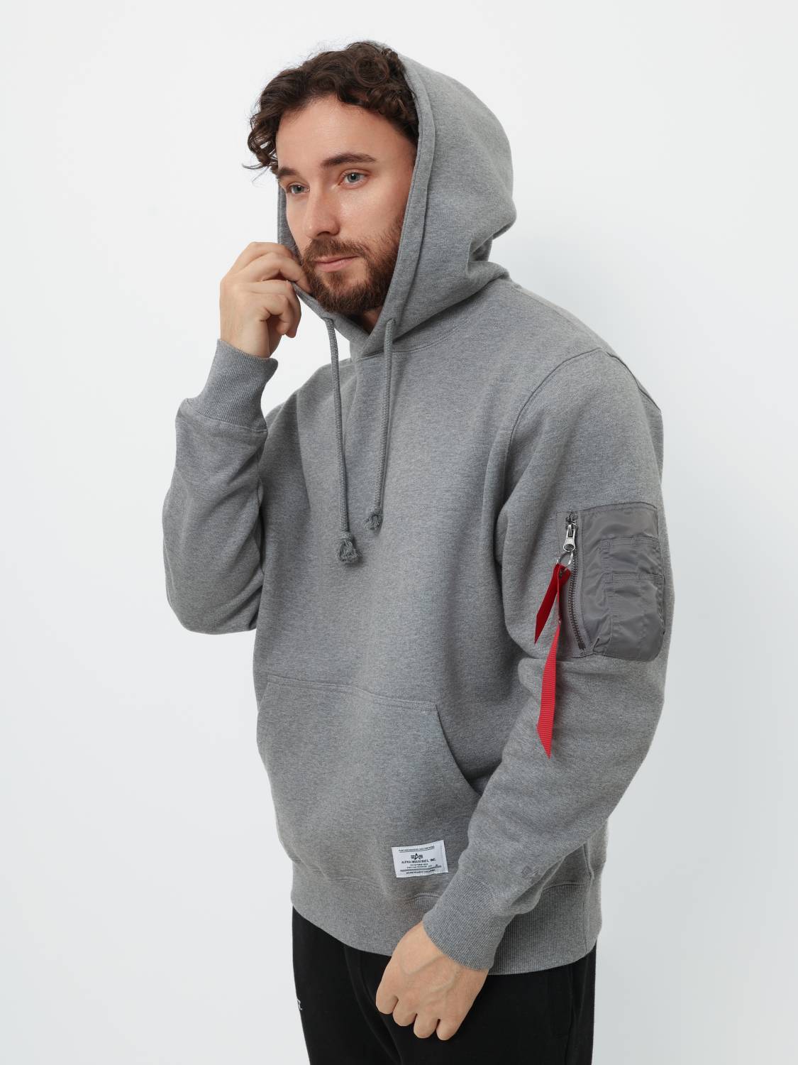 Худи / Толстовка "Utility Pocket Hoodie" (Medium Charcoal Heather) Alpha Industries