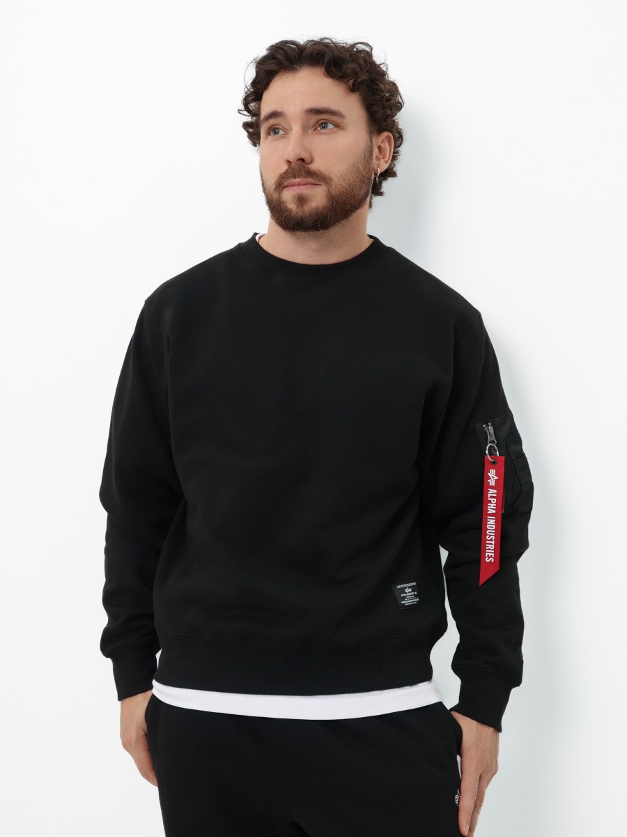 Свитшот / Толстовка "Utility Pocket Crewneck" (Black) Alpha Industries