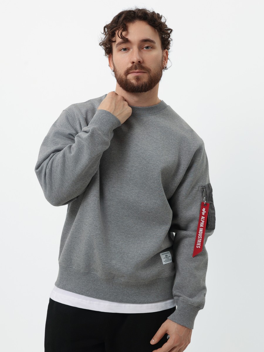 Свитшот / Толстовка "Utility Pocket Crewneck" (Medium Charcoal Heather) Alpha Industries