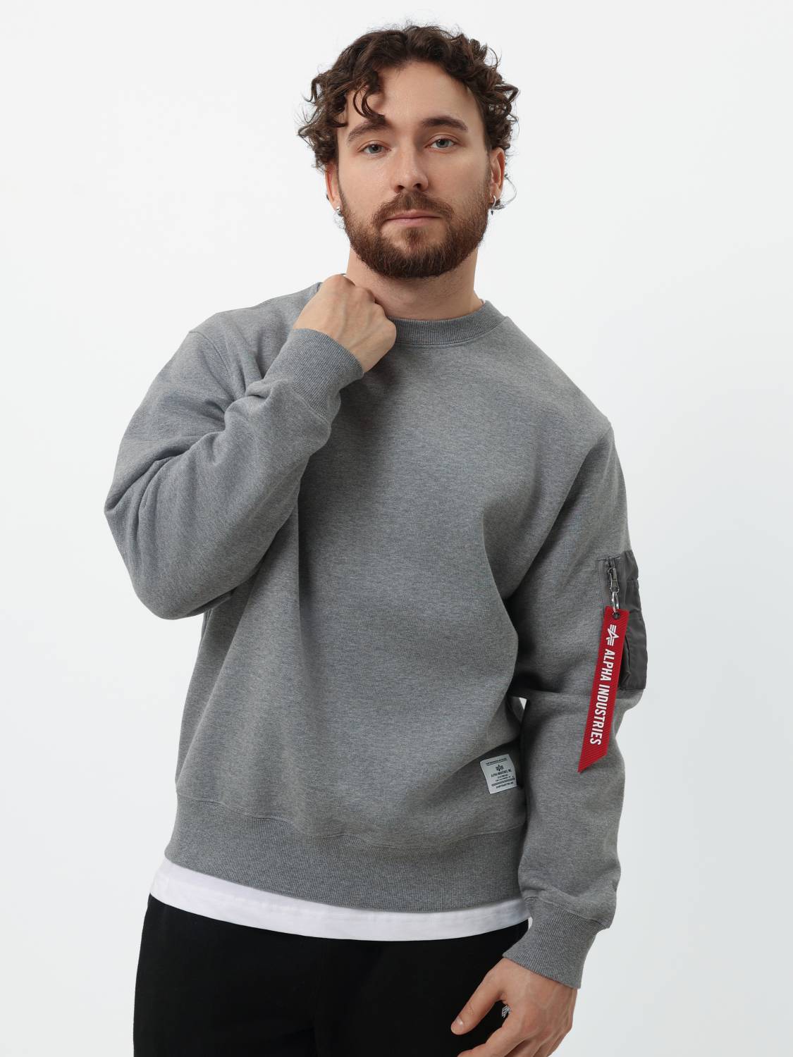 Свитшот / Толстовка "Utility Pocket Crewneck" (Medium Charcoal Heather) Alpha Industries