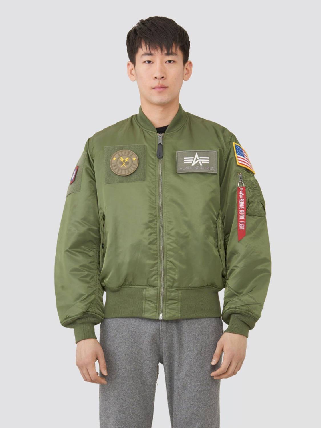 Куртка / Бомбер утепленный мужской ''MA-1 Flex'' (Sage Green) Alpha Industries 