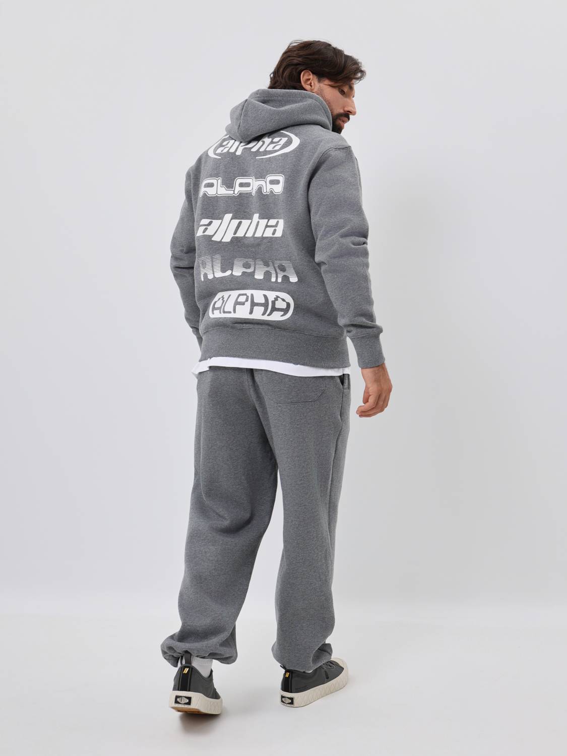 Худи / Толстовка "Logos Hoodie" (Medium Charcoal Heather) Alpha Industries
