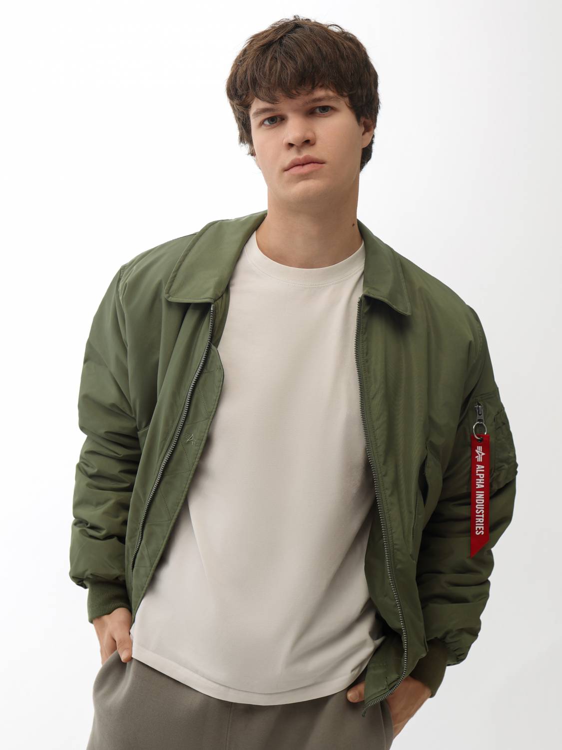 Куртка / Бомбер утепленный мужской ''CWU 45/P Oxford'' (OG-107 Green) Alpha Industries