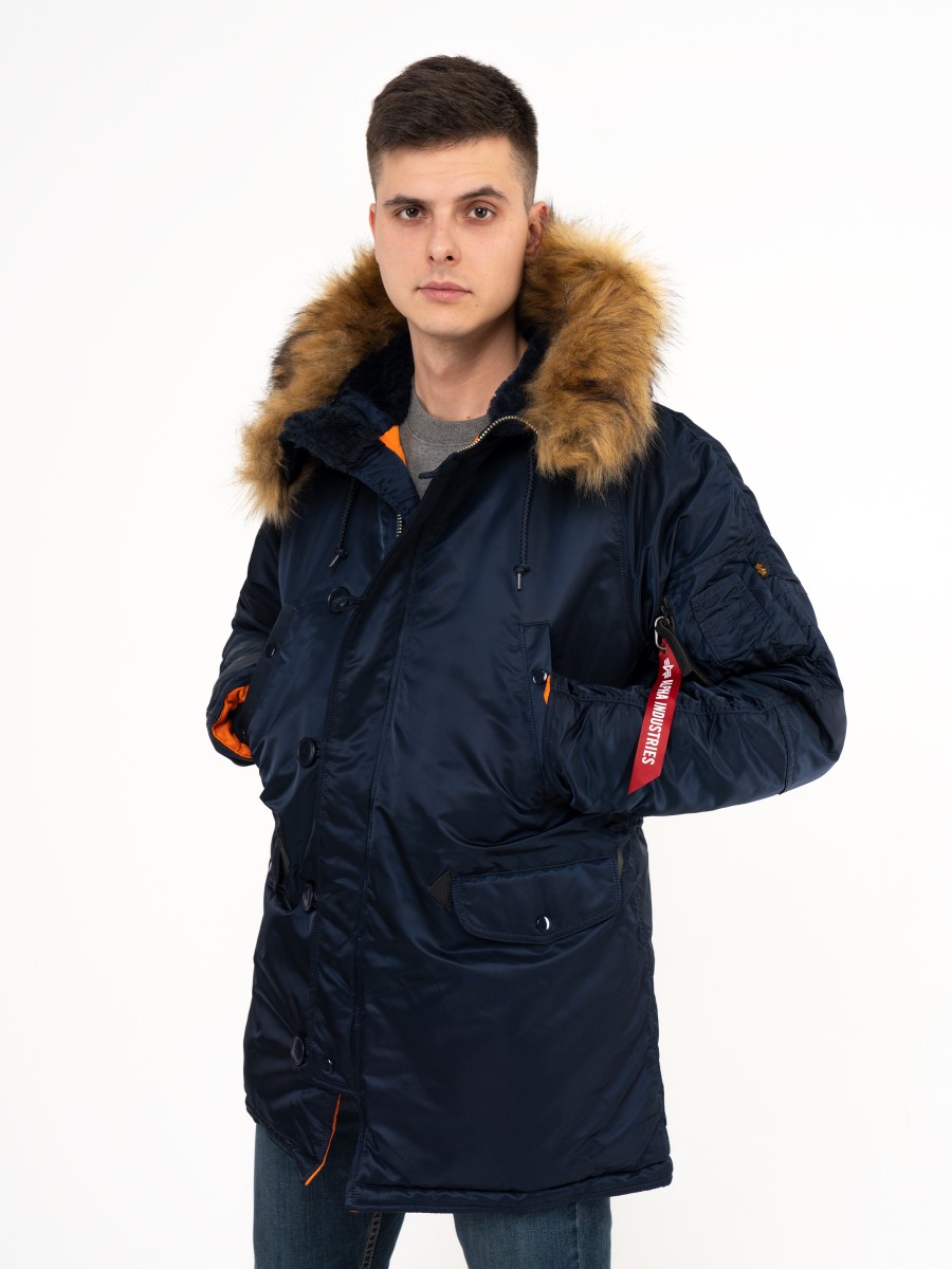 Куртка / Парка теплая мужская "Slim Fit N-3B" (Replica Blue) Alpha Industries 
