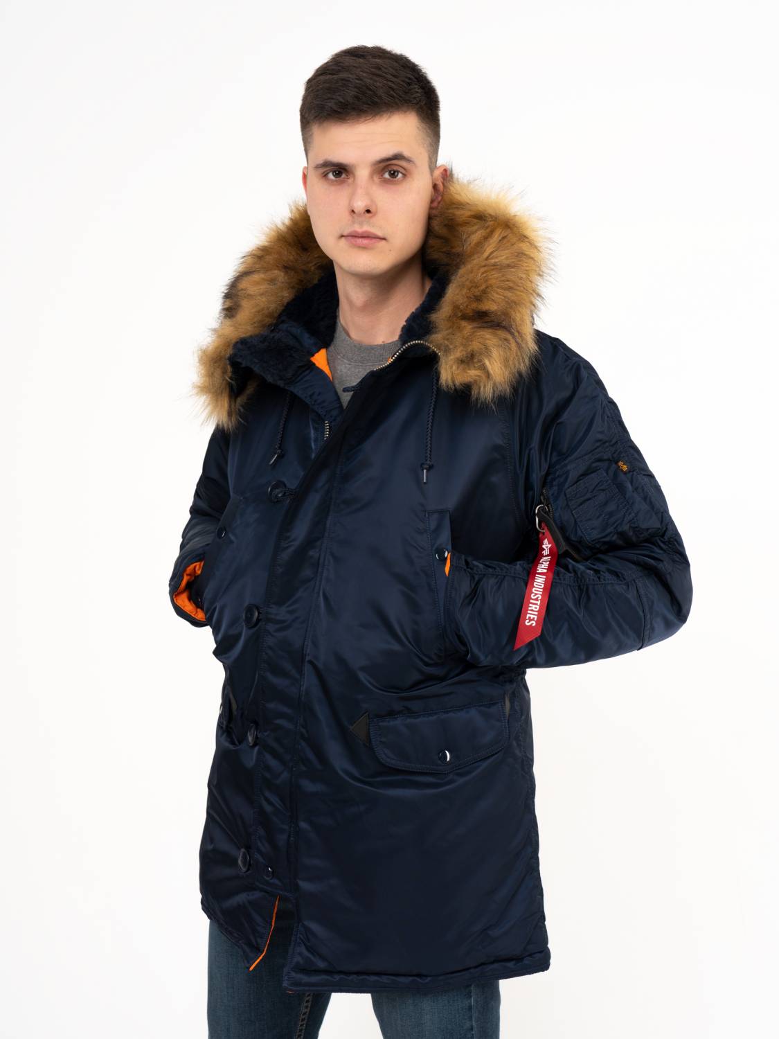 Куртка / Парка теплая мужская "Slim Fit N-3B" (Replica Blue) Alpha Industries 