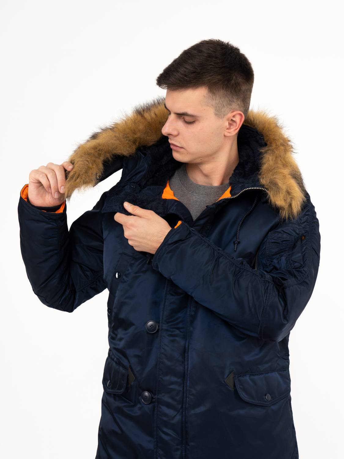 Куртка / Парка теплая мужская "Slim Fit N-3B" (Replica Blue) Alpha Industries 