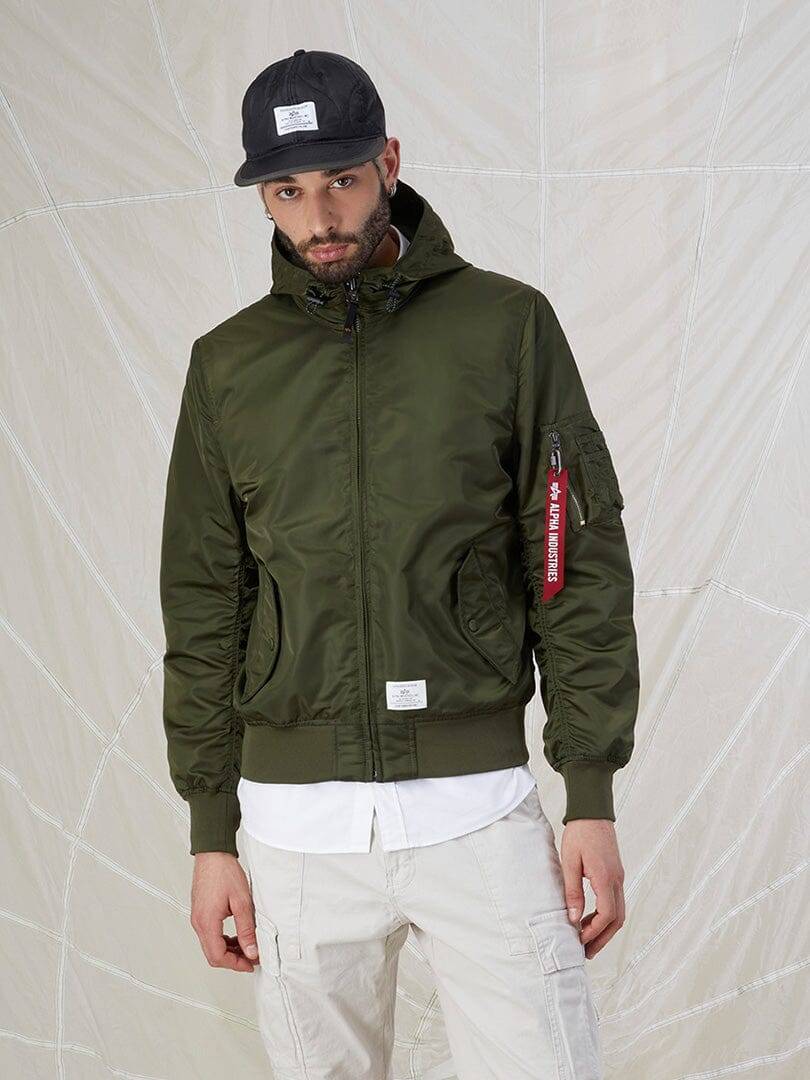 Куртка / Ветровка / Бомбер мужской "L-2B Hooded Gen II" (Olive Green) Alpha Industries