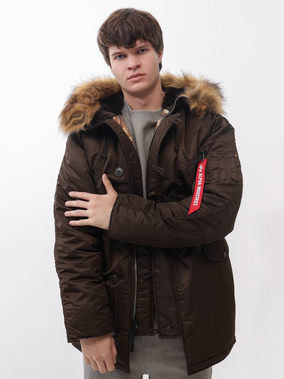 Куртка / Парка теплая мужская "N-3B Regular Fit" (Hickory) Alpha Industries