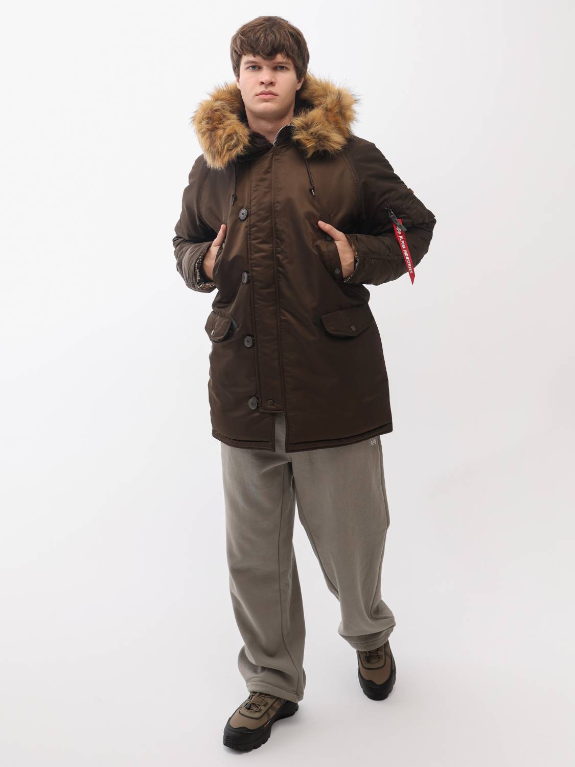 Куртка / Парка теплая мужская "N-3B Regular Fit" (Hickory) Alpha Industries Куртка / Парка теплая мужская "N-3B Regular Fit" (Hickory) Alpha Industries