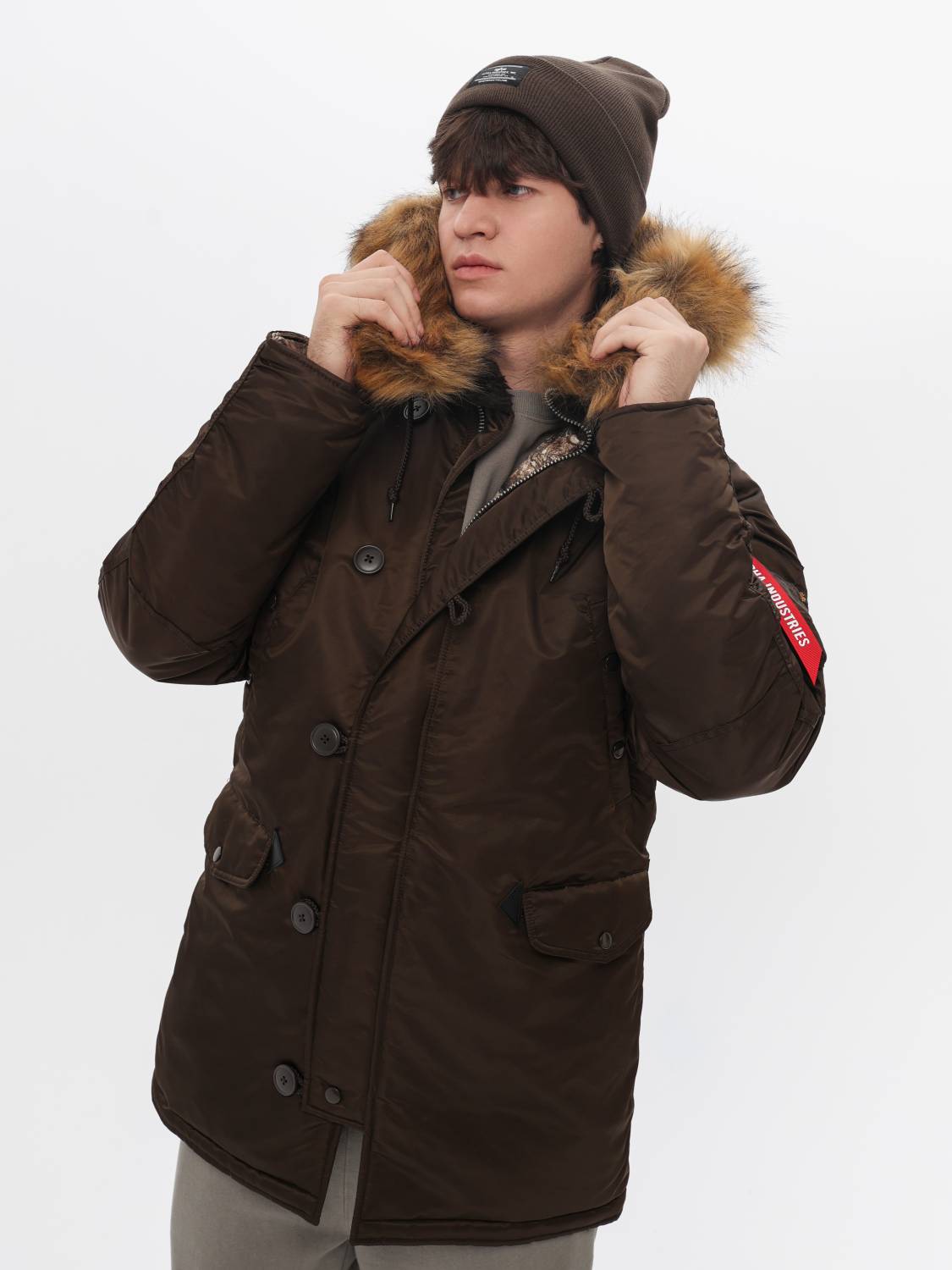 Куртка / Парка теплая мужская "N-3B Regular Fit" (Hickory) Alpha Industries